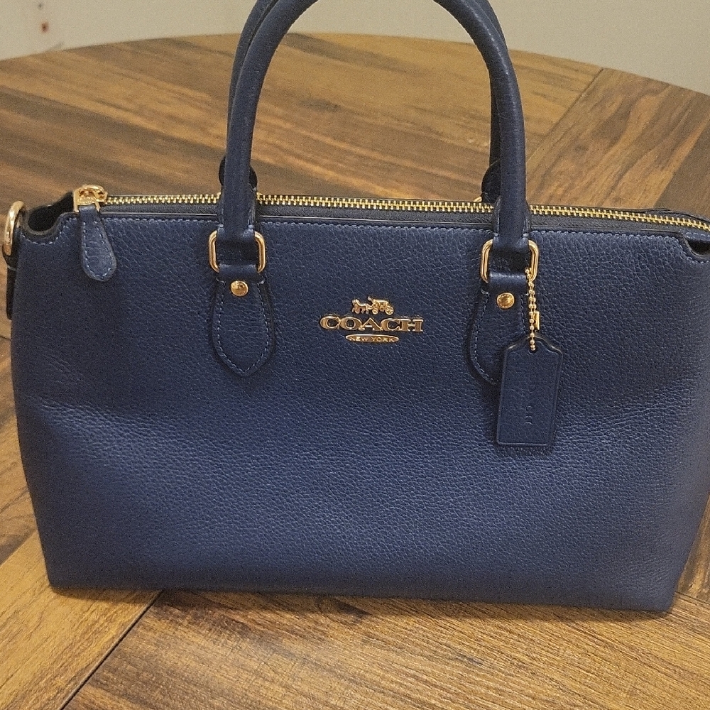 Coach Blue Leather Georgia Satchel With Crossbody Strap